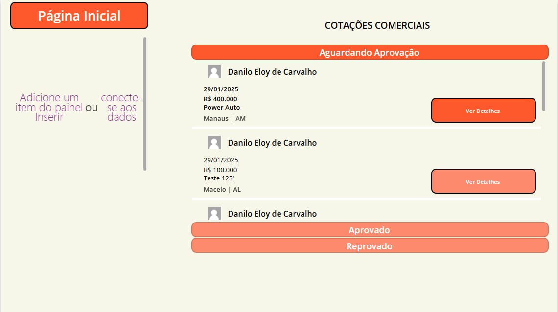 Commercial Quotation UI - Before